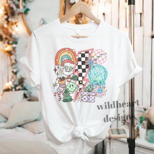 Retro Santa Christmas T-shirt, Lightening Bolt Christmas Shirt, Unisex XS-2X